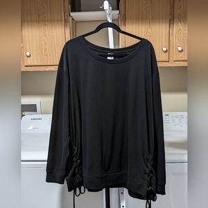 Terra & Sky Black Front Lacing Detail Long Sleeve Sweater Women's Size 3X